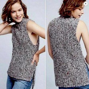 Anthropologie MOTH Joelle Chunky Marled Knit High-Low Sleeveless Sweater - S